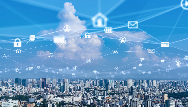 Concept visuel de Smart Building avec réseau connecté pour la gestion intelligente des bâtiments