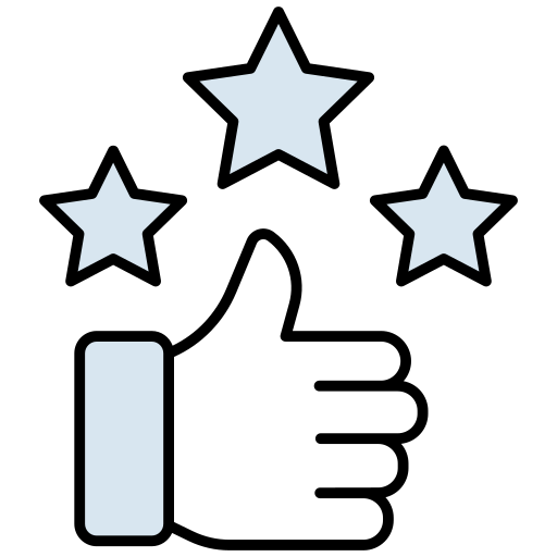 icone d'un pouce en l'air avec 3 étoiles. Signifiant la satisfaction client