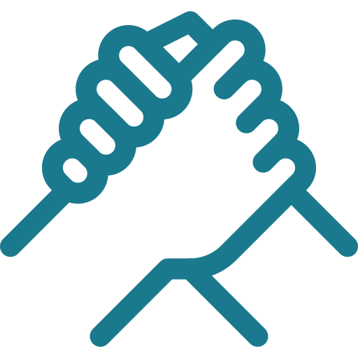 deux mains l'une dans l'autre signifiant la collaboration