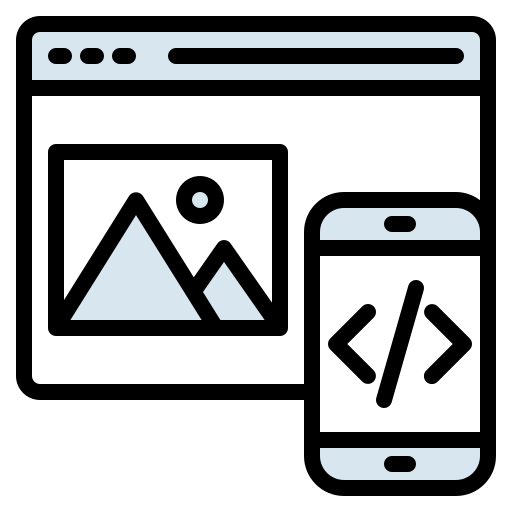 icone d'un site web et d'une application mobile pour illustrer une expertise dans le développement web et mobile