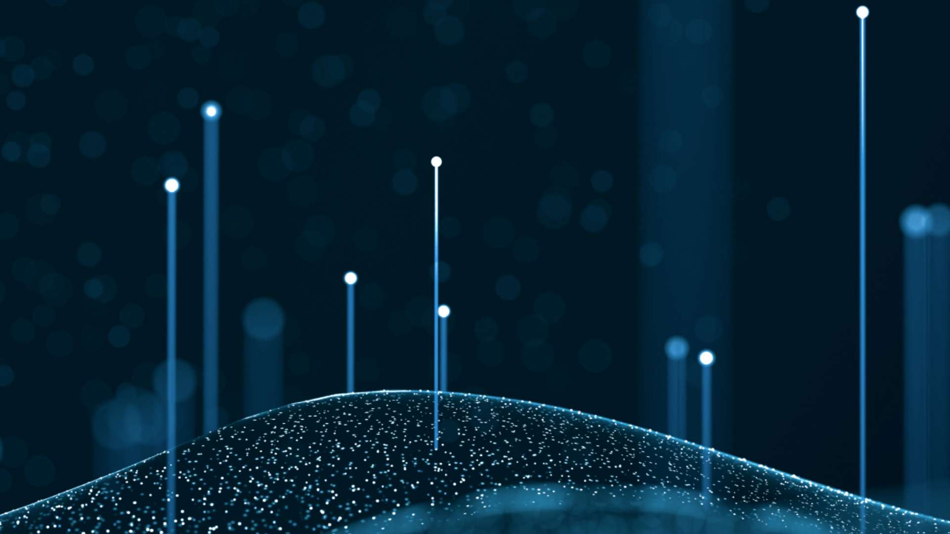 Fond abstrait bleu data analytics illustrant l'écosystème collaboratif Codyssée - Cardiweb, Ecocea, Noesio, Komity