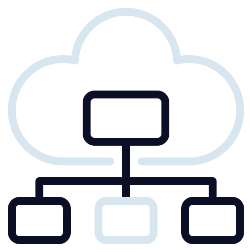 icone représentant un nuage avec une structure d'un organigramme. cette icone représente la gouvernance