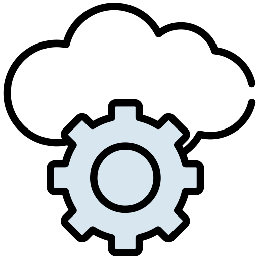 icone d'un nuage avec un engrenage en dessous, pour signifier le référencement