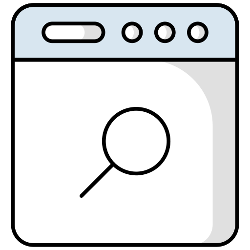 icone d'un site web avec une loupe au milieu. Cette icone représente la recherche sur internet