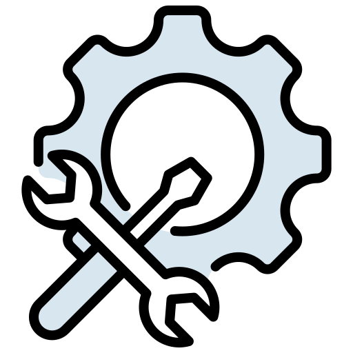 icone d'un engrenage avec des outils pour signifier la réparation